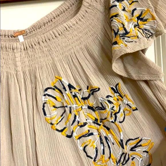 Free People Strapless Flowy Jumpsuit Boho Embroidery Prairie Dress Romper Flower - Picture 4 of 10